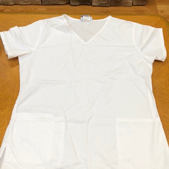 White scrub top